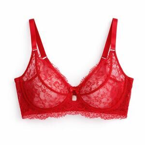 Victoria's Secret 40G Bright Vermillion Dream Angles lace Unlined Demi Bra J2-29